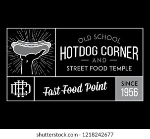 Hot dog corner street food white on black is a vector illustration about street food