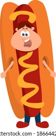 Hot dog costume, illustration, vector on white background.