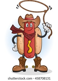 Hot Dog Cowboy Cartoon Character