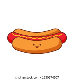 hot dog cute cartoon vector character