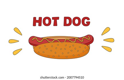 Hot Dog Day lettering vector illustration