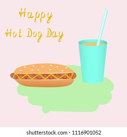 hot dog day. Vector illustration in flat style.