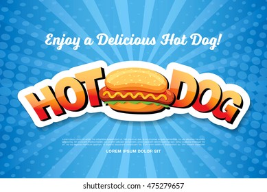 Hot Dog delicious food. Vector illustration