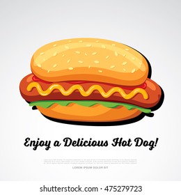 Hot Dog delicious food. Vector illustration