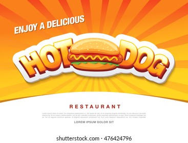 Hot Dog delicious food. Vector illustration