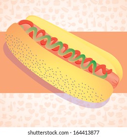 hot dog design over pattern background vector illustration