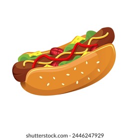 Hot dog detailed icon isolated on white background. Vector art.