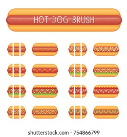 Hot dog with different stuffing seamless decoration brushes with ending tips. Drag the element to brush pannel to create a pattern brush