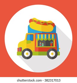 Hot dog dining car flat icon