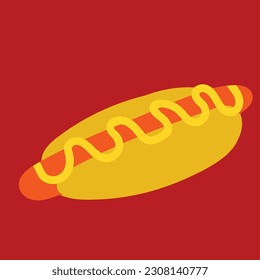 Hot Dog dish vector flat illustration
