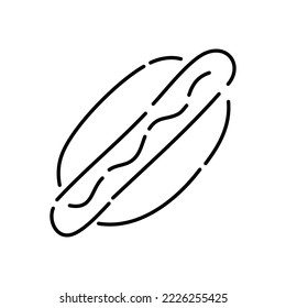 Hot dog doodle icon. Hand drawn black sketch. Vector Illustration.