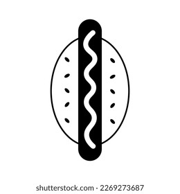 Hot Doodle Symbol für Hunde. Einfache Hot Dog, Vektorgrafik. Black Line Art Fast-Food-Schild für Straßenrestaurant-Menü, Lieferung, eaterisches Design