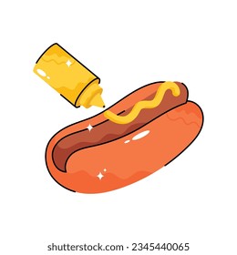Hot dog doodle vector filled outline Sticker. EPS 10 file