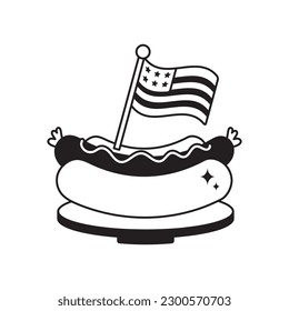 Hot dog doodle vector outline icon. EPS 10 file