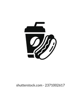 Hot dog and drink icon. Fast food icon isolated on white background