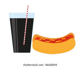 hot dog  and drink isolated over white background. vector