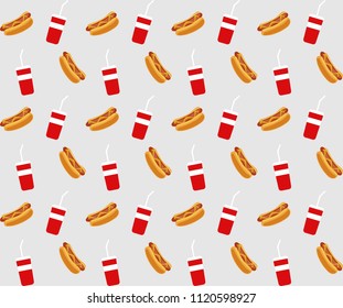 hot dog and drink pattern background