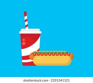 hot dog with drink vector icon design