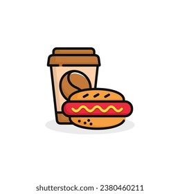 Hot dog and drink vector illustration. Fast food icon isolated on white background