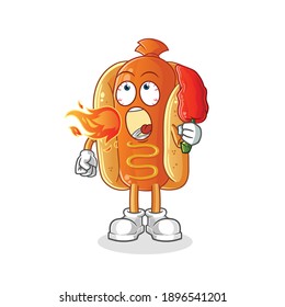 hot dog eat hot chilie mascot. cartoon vector