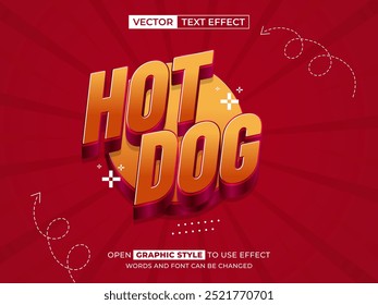 hot dog editable text, font effect, 3d text for title