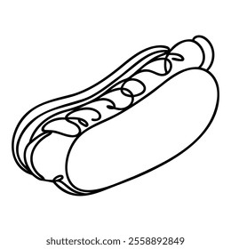 Hot Dog Elegant Line Art Illustration Logo