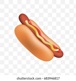 Hot Dog Emoticon on White Transparent Background . Isolated Vector Illustration 