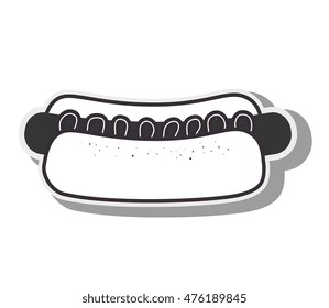 hot dog fast food bread sausage mustard silhouette vector illustration