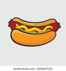 dibujos animados de comida rápida de hot dog ilustraciones vectoriales con un estilo lindo y colorido