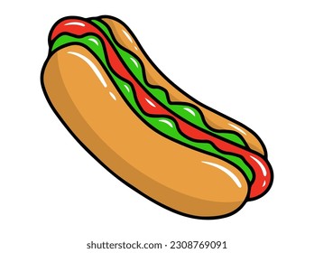Hot Dog fast food clipart Illustration