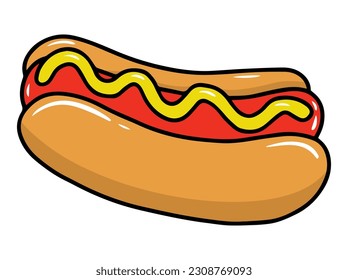 Hot Dog fast food clipart Illustration