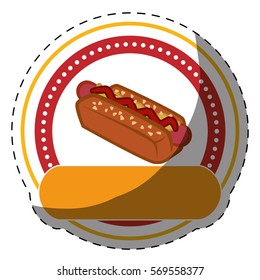 hot dog fast food emblem image vector illustration design