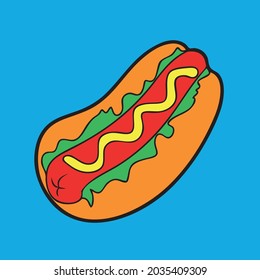 Hot dog fast food icon vector illustration