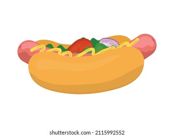 hot dog fast food icon flat