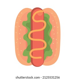 hot dog fast food icon flat