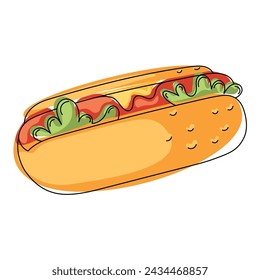 Hot dog Fast food icon sketch Vector illustration