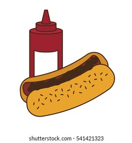 hot dog fast food related icon image vector illustration design 