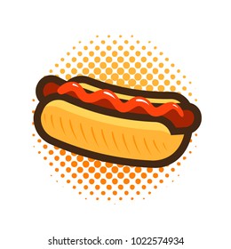 Hot dog, fast food, takeaway logo or icon. Vector illustration