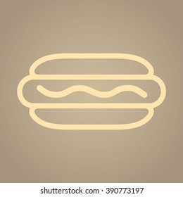 Hot Dog. Fast food vector icon. Color illustration.