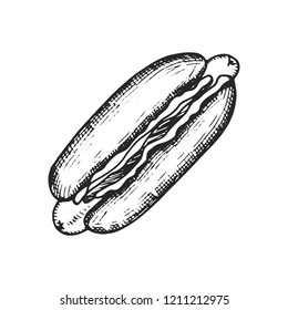 hot dog fastfood icon. isolated drawing object.