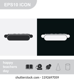 Hot dog flat black and white vector icon.