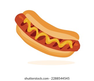 Dibujo ilustrativo de diseño plano de perro caliente