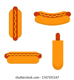 Hot dog flat, fast food icon, vector illustration isolated on white background