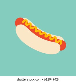 Hot dog. Flat icon decoration. Vector illustration. Good for menu design.