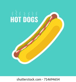 Hot dog flat icon. Fast food concept. Vector illustration.