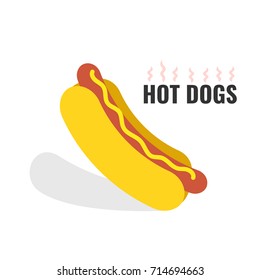 Hot dog flat icon. Fast food concept. Vector illustration.