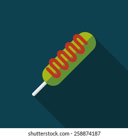 hot dog flat icon with long shadow,eps10