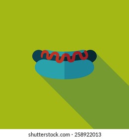 hot dog flat icon with long shadow,eps10