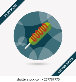 hot dog flat icon with long shadow,eps10