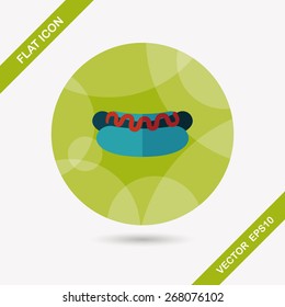 hot dog flat icon with long shadow,eps10